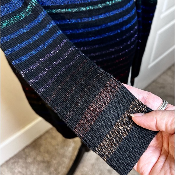TRINA TURK Wool Colorful Metallic Stripe Bodycon Stretch Sweater Dress Sz S - Picture 3 of 12